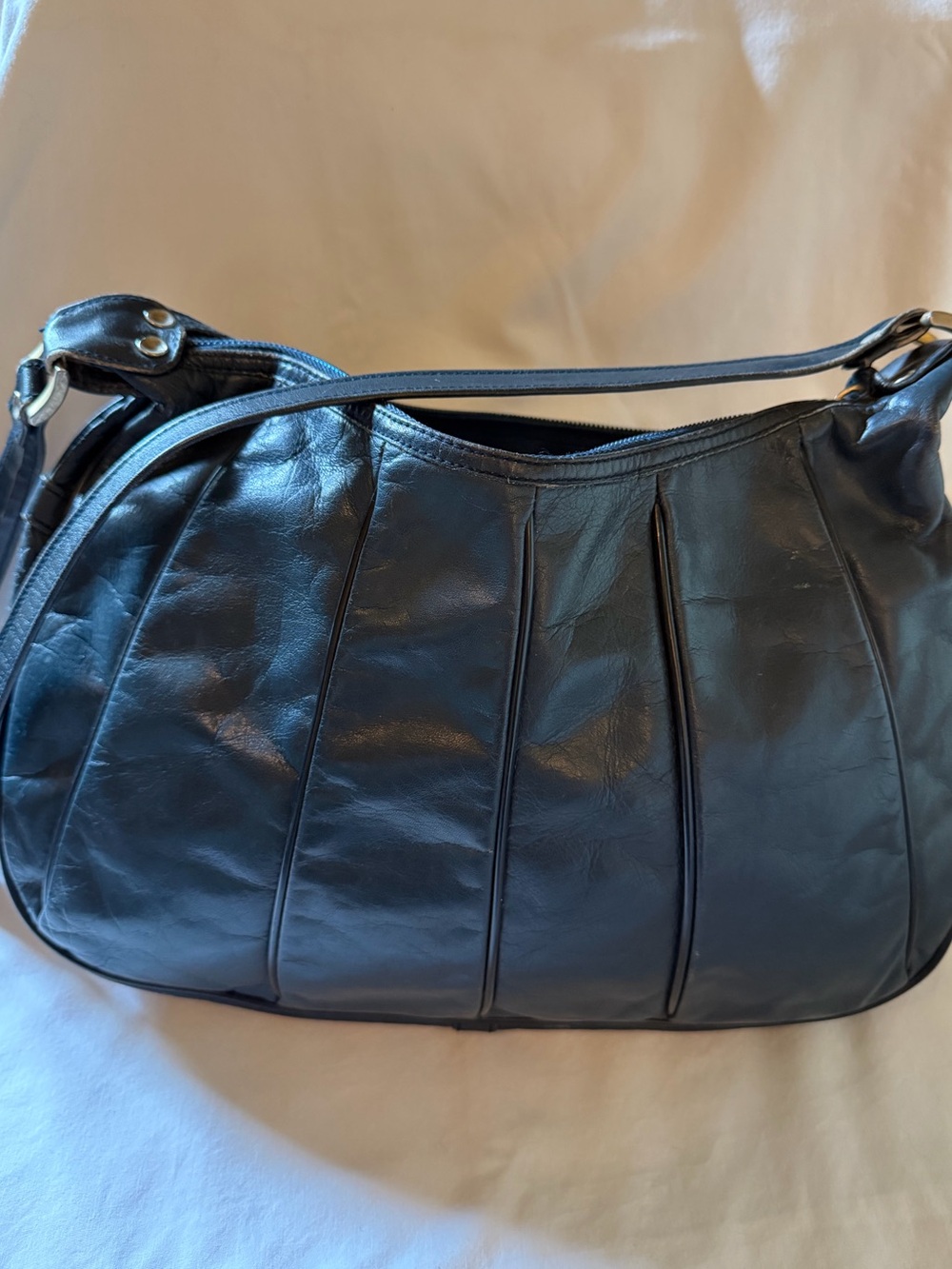 Navy leather vintage purse satchel bag